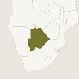 Map locating Botswana