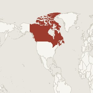 Map locating Canada